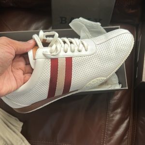 Bally Leather Striped Sneakers & matching belt.